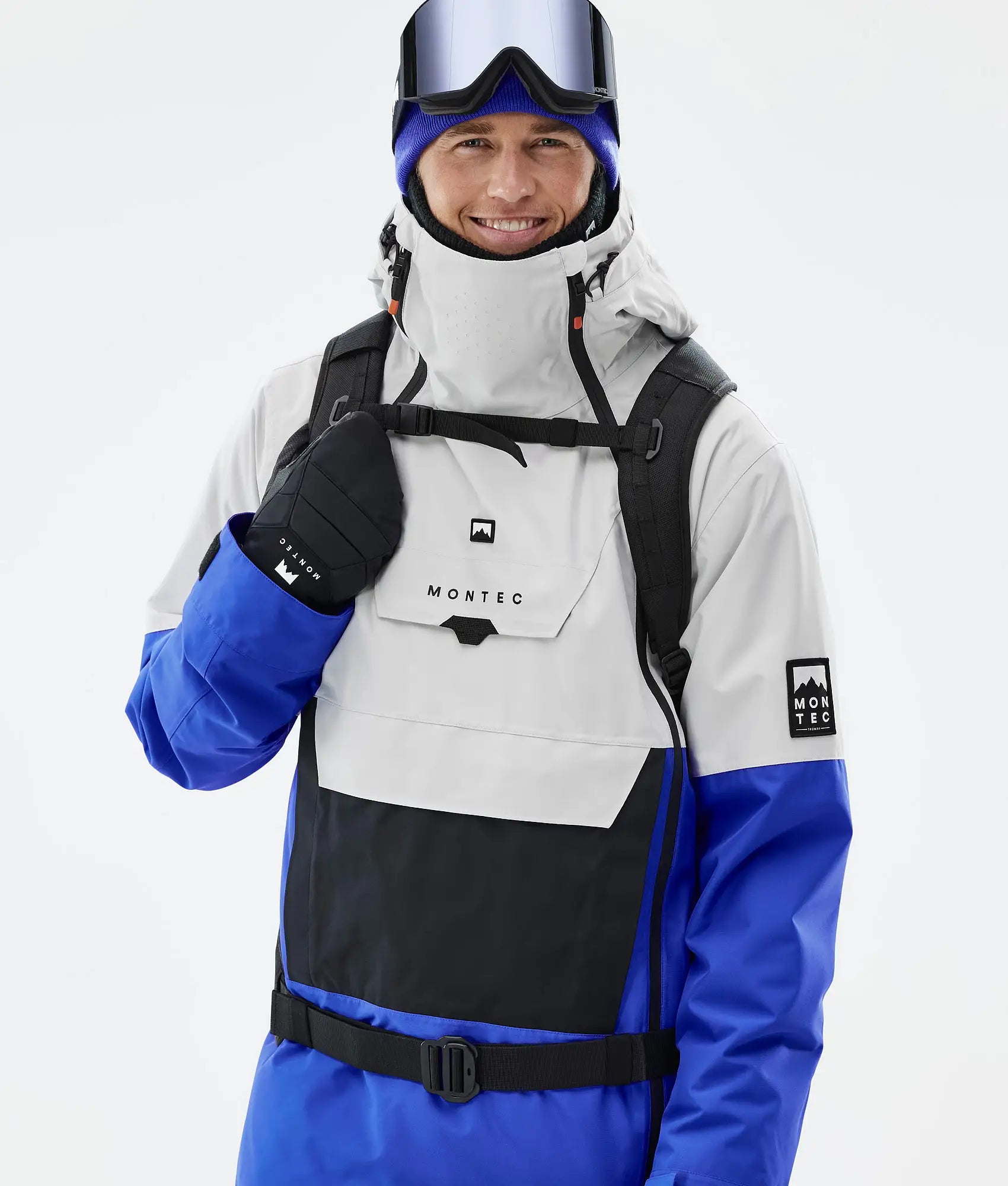 Doom Ski Jacket Men - Light Grey/Black/Cobalt Blue