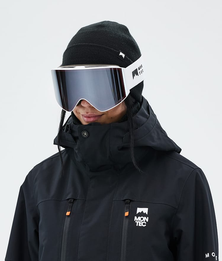 Ski Goggles White W/White Black Mirror